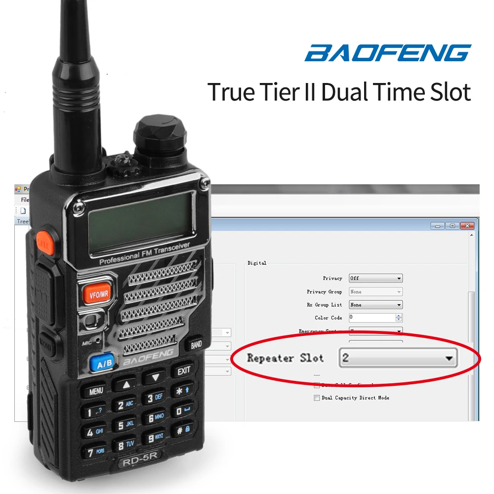 Baofeng RD-5R DMR Tier II VFO Digital Dual Band Dual Slot 136-174/400-470MHz Two way Radio Walkie Talkie Ham Transceiver