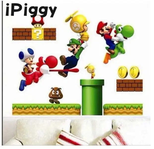 Ipiggy Super Mario Bros домашняя детская наклейка художественная настенная виниловая