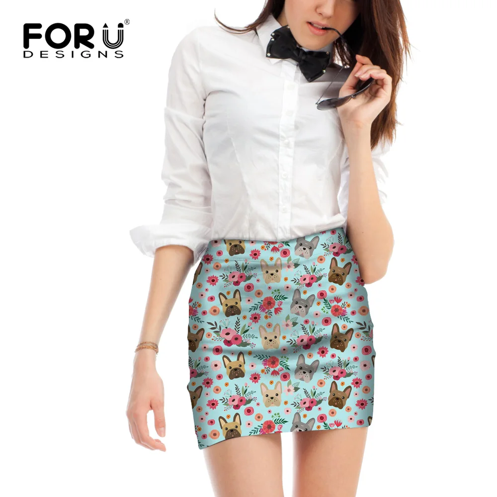 Beste FORUDESIGNS Leuke Franse Bulldog Kokerrok voor Vrouwen Bodycon Dames Mini Korte Rok Elastische Pakket Hip Sexy Rokken