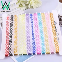 12PCS lot New Collares Vintage Stretch Tattoo Choker Necklace Women Girls Charm Punk Retro Gothic Elastic