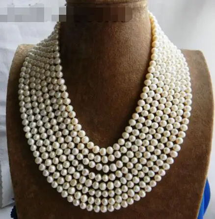 

Free Shipping >> 8Strands 18'' 7mm Round White Freshwater Pearl Necklace