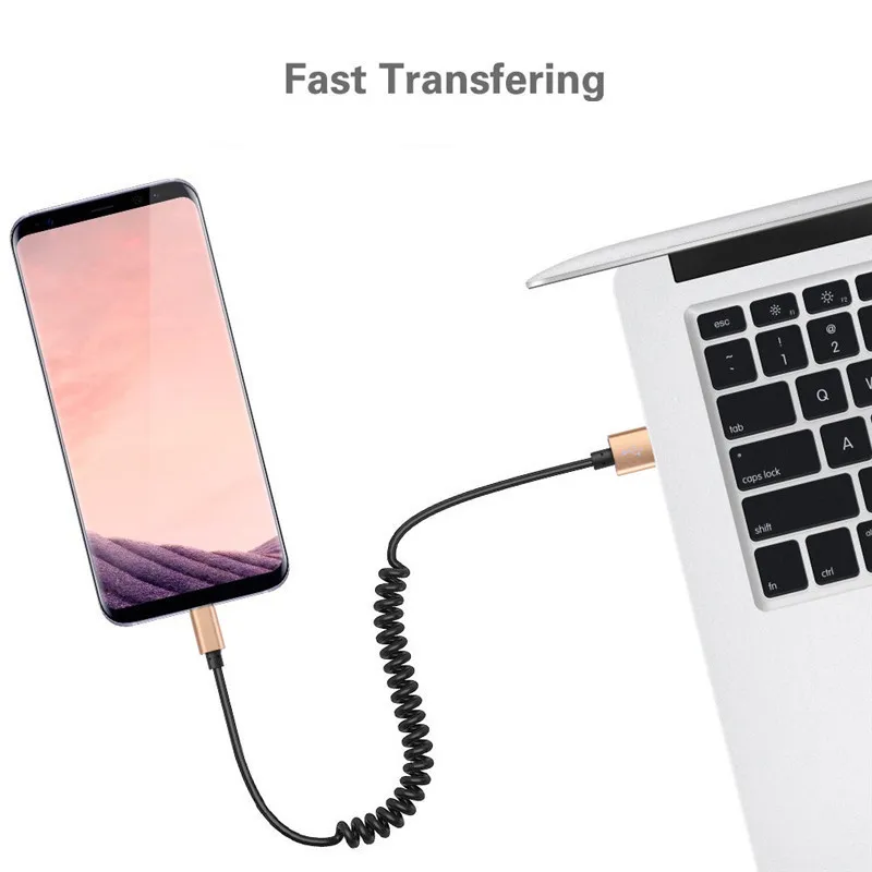 Весенний usb кабель Type C для Xiaomi Mi Max 3 Pro/Black Shark 2/Black Shark/Redmi Note 7 Pro металлический