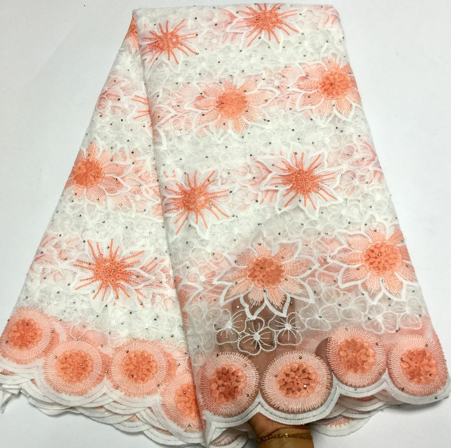 

2018 Newest design African net lace fabric and milk fiber high quality french tulle lace fabrics with stones for wedding dress