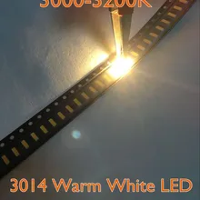 500 шт. 3014 теплый белый SMD СВЕТОДИОДНЫЙ шарик 3,0-3,2 v 30mA 9-10LM 3,0*1,4 мм 3000-3200K