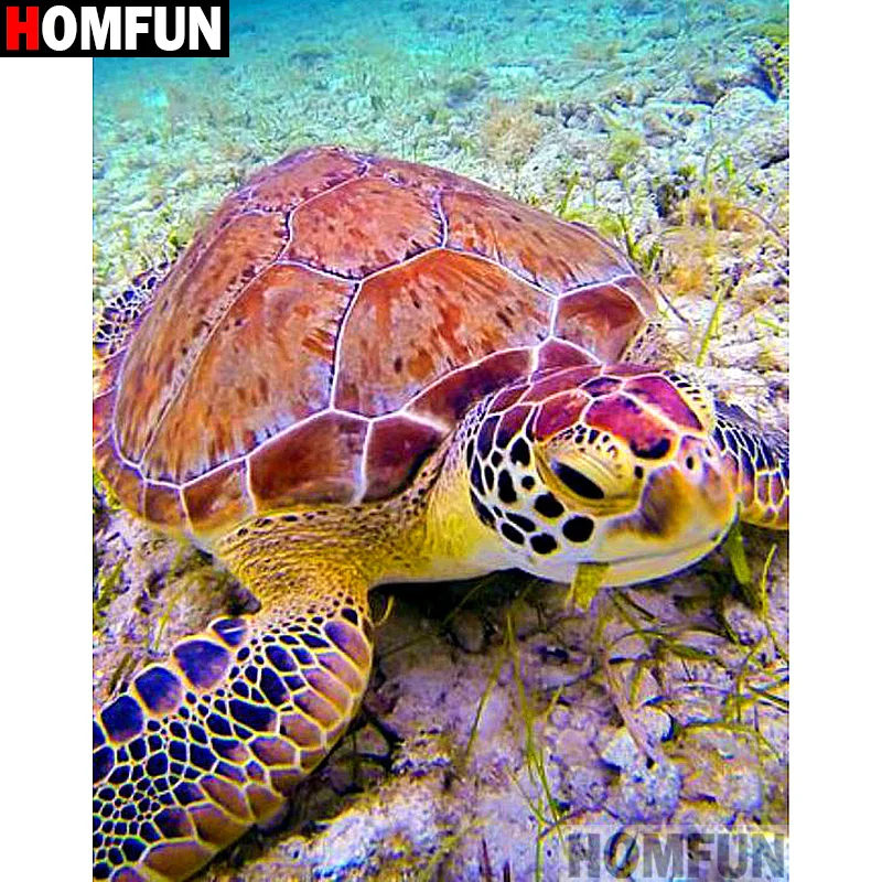 Алмазная живопись HOMFUN A13612 Морская Черепаха полноразмерная/круглая вышивка