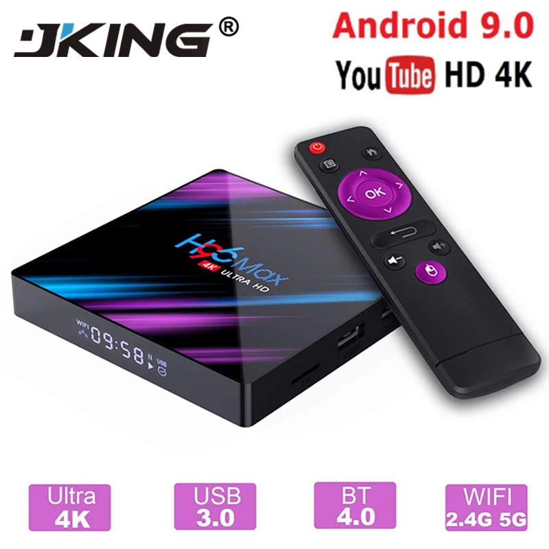 H96 MAX 9,0 Android tv Box Rockchip RK3318 4 Гб ОЗУ 64 Гб H.265 4K голосовой помощник Google Netflix Youtube потоковый медиаплеер