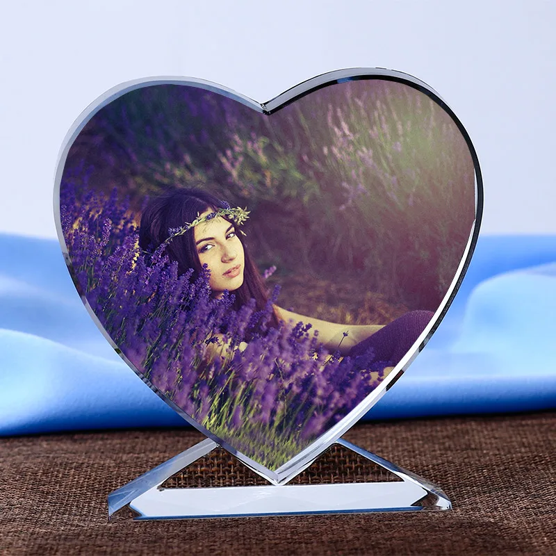 1 шт. Волшебная Заказная Хрустальная фоторамка в форме сердца, цветной стеклянный фотоальбом, Свадебный детский подарок на день рождения, украшение дома