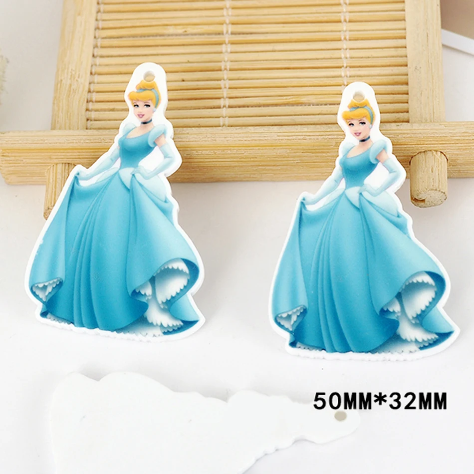 

50pcs 50*32mm Cartoon Cinderella Princess Flatback Resin Acrylic Charms Planar Resin DIY Craft Jewelry Accessories DL-570