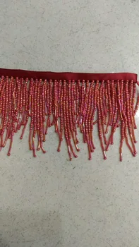 

Beaded fringe Tassel lace latin trimming lace in red 9cm width for decoration dance dress/fashion designer