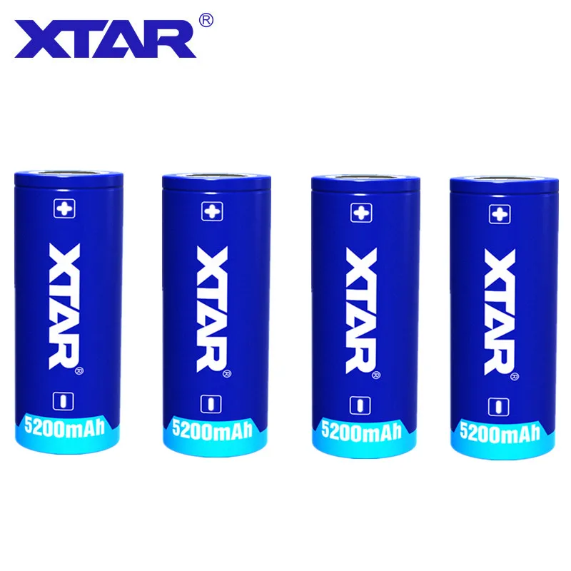 4 шт. Xtar перезаряжаемый 26650 5200 мАч 3,7 в защищенный аккумулятор предназначен для фонариков Портативные источники питания и т. Д