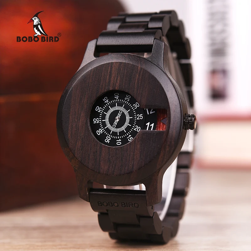 Timepieces Wooden Wrist Watch Men Quartz Unique Front Watch Male BOBO BIRD in Gifts box erkek kol saati relogio masculino