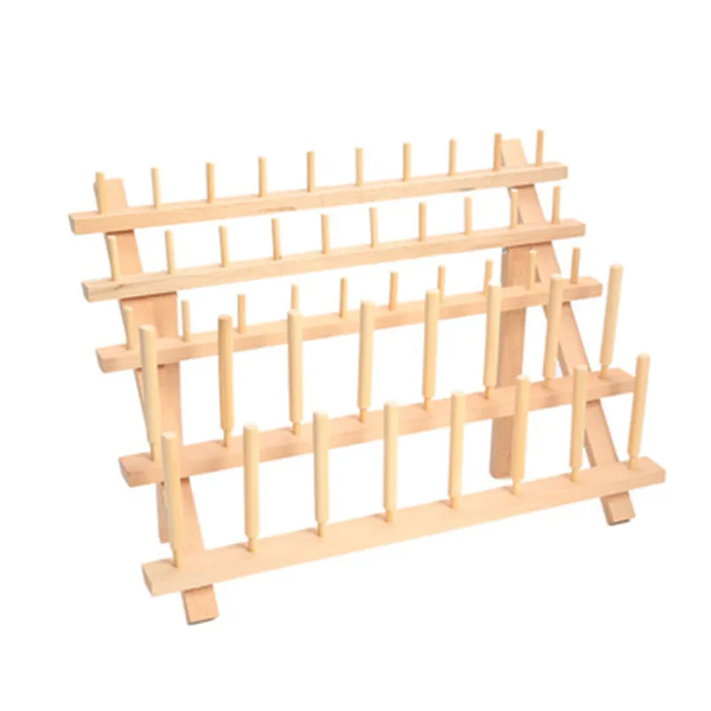 

Foldable Wood Thread Stand Rack Holds Organizer Wall Mount 46 Spool Cone Embroidery Machine Sewing Storage Holder