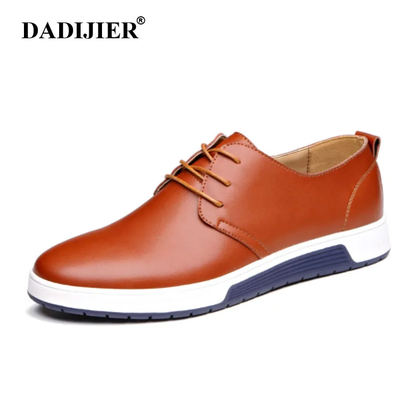 

DADIJIER Brand Men Shoes Casual Leather Fashion Trendy Black Blue Brown Flat Shoes for Men Drop Shipping ZLL45