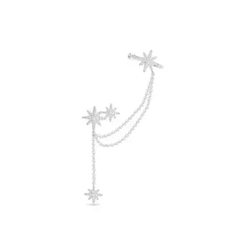 

MeiBaPJ New Fashion 925 Sterling Silver Long Chian Star Clip Earrings for Women Wedding and Party Charm Jewelry Gift box