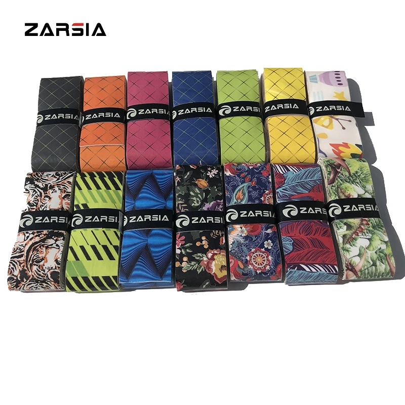 10 قطعة ZARSIA جديد ضعف الجانب لزجة يشعر تنس قبضة مختلف 3D الطباعة نمط مضرب بدمنتون overgrips
