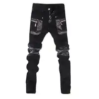 New fashion skinny leather pants faux leather motorcycle jeans trousers free shipping 28-34 (small size)A108