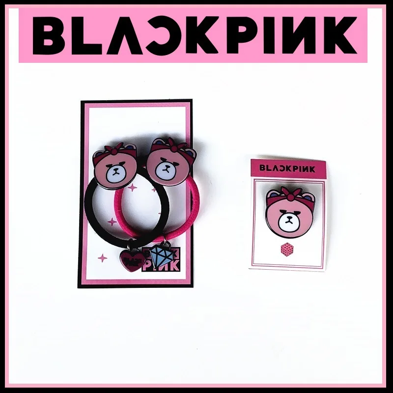 

20 pcs/lot Blackpink cartoon bear hair rope brooch cosplay toy Kpop badge for girl gift