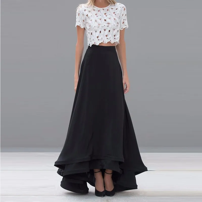 Черная официальная Женская юбка с завышенной талией, двухслойная модная дамская длинная юбка на заказ, вечерняя юбка макси