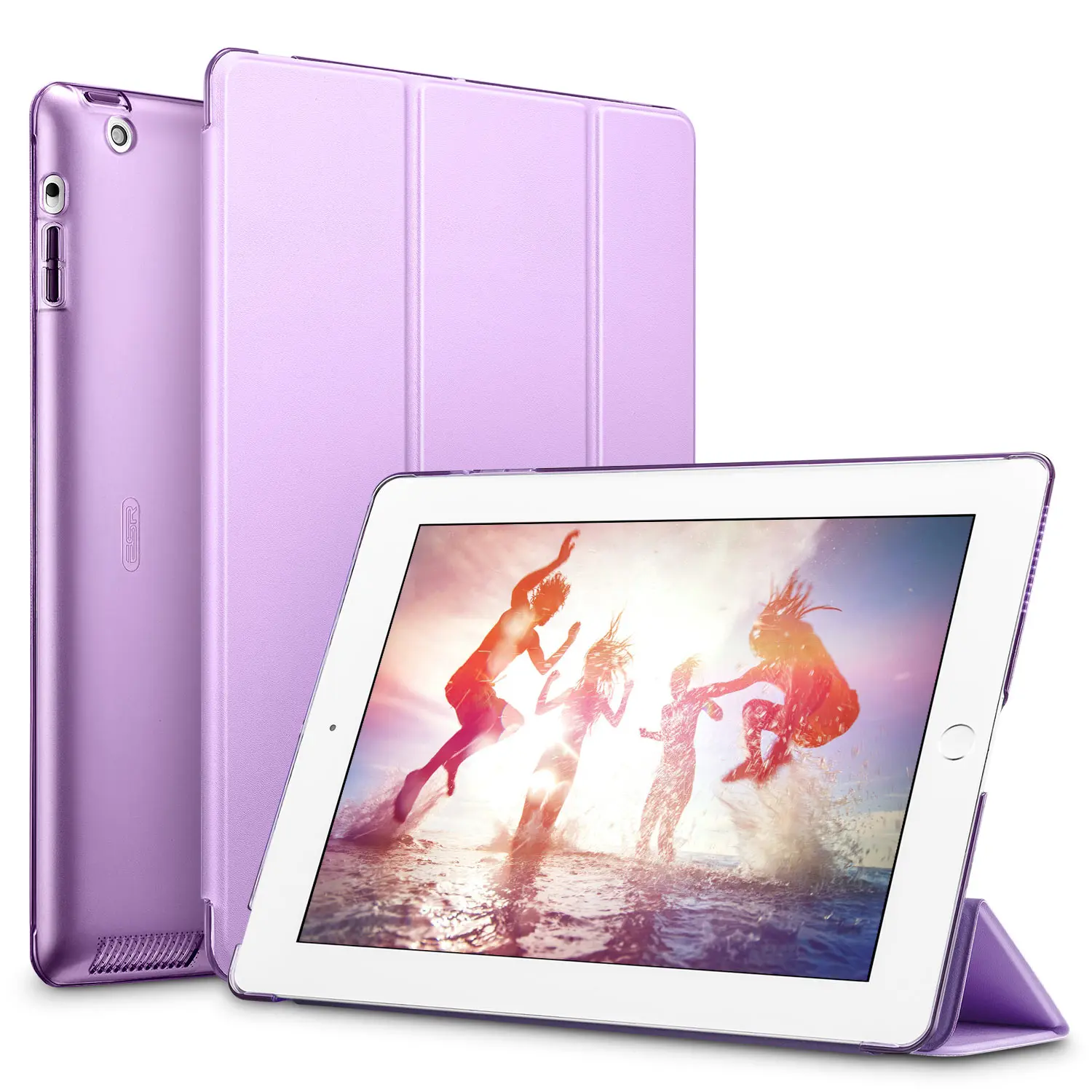 ESR смарт-чехол для iPad 2/3/4 чехол из искусственной кожи с функцией автоматического сна/Wake Up Чехол-книжка для iPad 2/3/4, складываются в три раза Стенд бренд противоударный чехол - Цвет: Purple