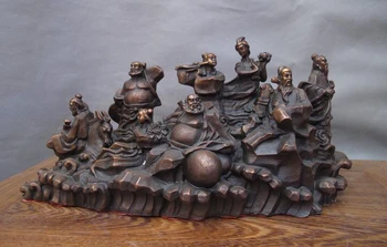 

Chinese Myth Classical Pure Bronze Copper Eight Immortals God Buddha Statue