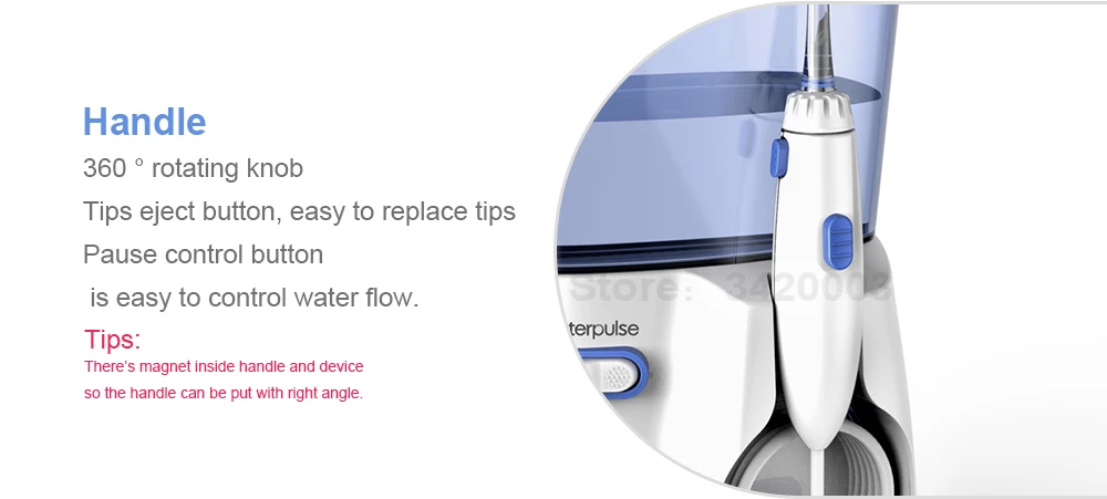 Waterpulse V300 8 Tips 800ml Oral Dental Irrigator Water Flosser Oral Hygiene Water Floss Dental Irrigato Flosser Water Flossing