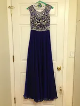 2015 neue Ankunft Hohe Qualität O-ansatz A-Line Navy Blue prom kleider Lange Kleider Für Partei abendkleid friesen
