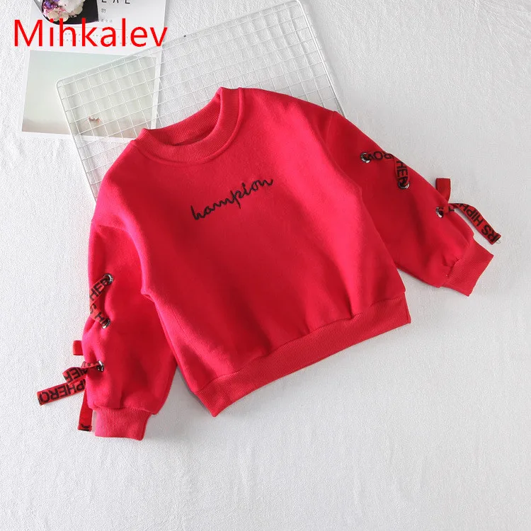 Mihkalev 2017 autumn winter sweatshirts kids thicken clothes Red color...