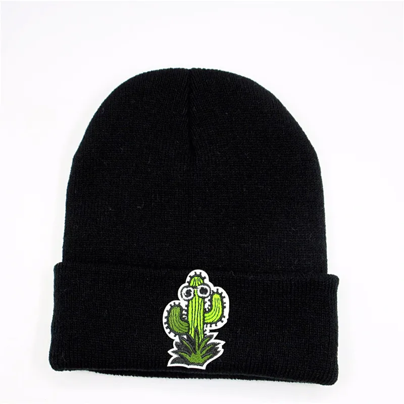 

LDSLYJR cotton Cartoon cactus embroidery Thicken knitted hat winter warm hat Skullies cap beanie hat for men and women 26