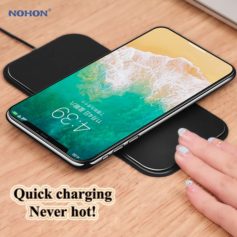 Беспроводное зарядное устройство Nohon для iPhone 8 /X/8 Plus 10 Вт Qi быстрая Беспроводная