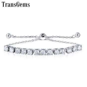 

Transgems Silver Sterling S925 4MM GH Colorless Moissanite Bracelets for Women Gift Adjustable Tennis Bracelets