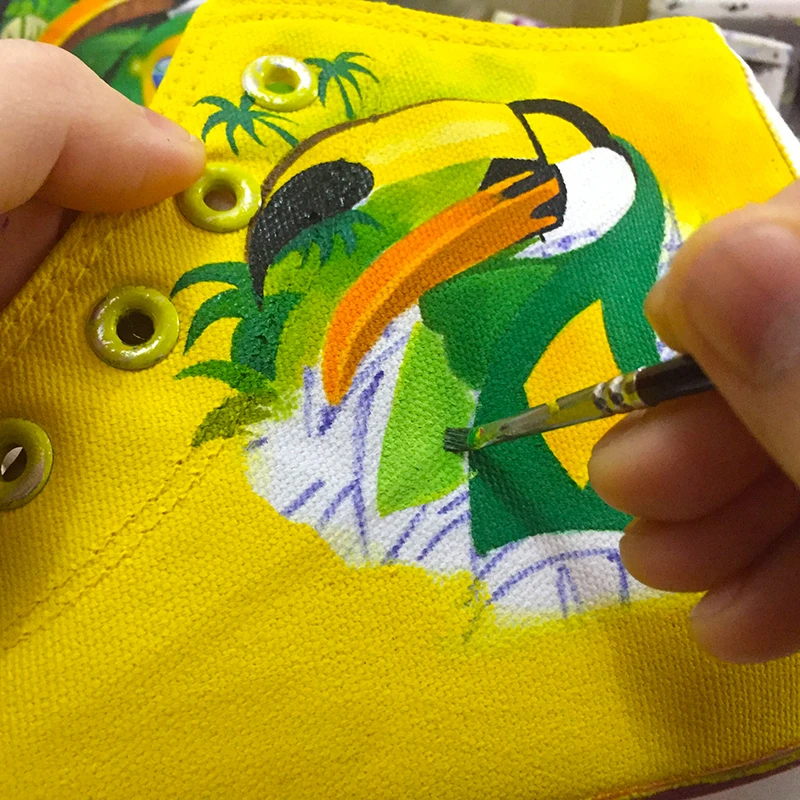 Вэнь унисекс дизайн с ручной росписью обуви На Заказ Флаг Бразилии птица зелено-крылатый Макау высокие холщовые кроссовки рождественские подарки