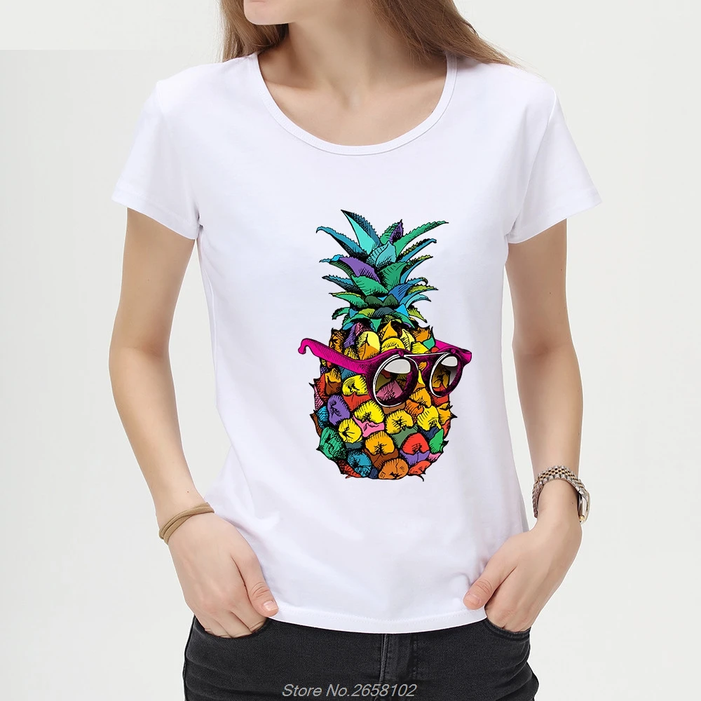

Women Summer Fashion Pineapple T Shirt Short Sleeve O-neck Basic Tee Shirt Hipster Cool Design Customed Tops Harajuku Streetwear