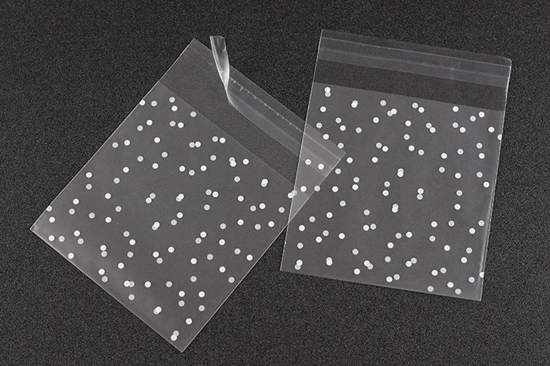 

100pcs Frosted Cute Dots Plastic Bag Candy Cookie Soap Packaging Bags Cupcake Wrapper Self Adhesive Sample Gift Pack