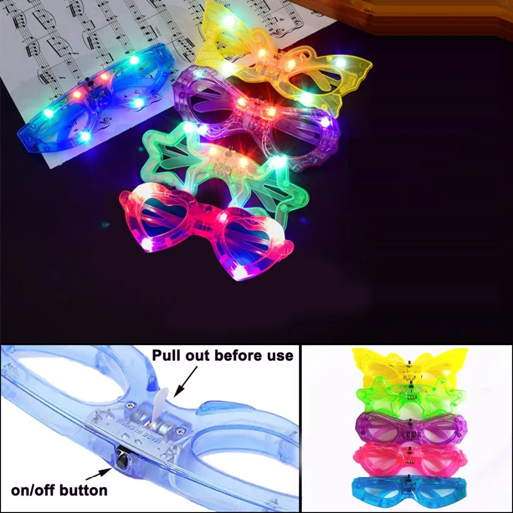 10pcs Led Glasses for Party Glow in The Dark Toys Supplies Christmas Decorative Lighting Classic Gift Toys for Kids