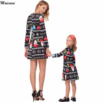 

2018 New Autumn Winter Fashion Family Matching Outfits Mom Daughter Girls Beach Dress Family Clothing Outfits Mom And Daughter