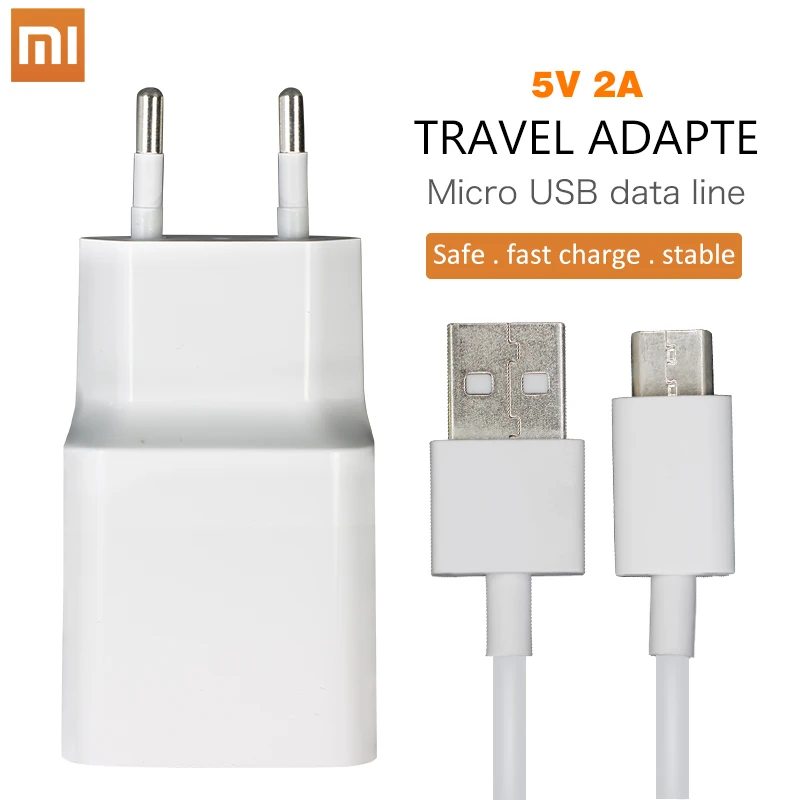 Xiaomi оригинальное зарядное устройство 5 В/2 а EU type-C Micro USB кабель для передачи данных дорожный адаптер для зарядного устройства для MI5 max 3S Redmi Note 3 4 pro 4X5 5S