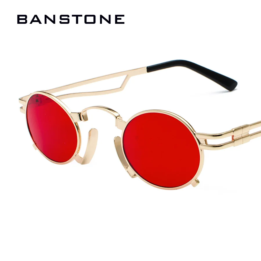 

BANSTONE Men Metal Oval Frame Steampunk Gothic Vampire Sunglasses Unisex Retro UV400 Sun Glasses Cosplay Styling Oculos De Sol