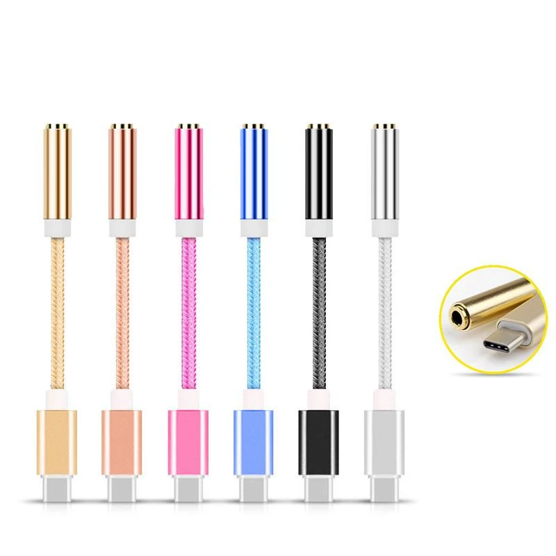 

1PCS USB C Type C to 3.5 Earphone Adapter Type-C to 3.5mm Headphone AUX audio cable converter for xiaomi 6 Letv Le 2