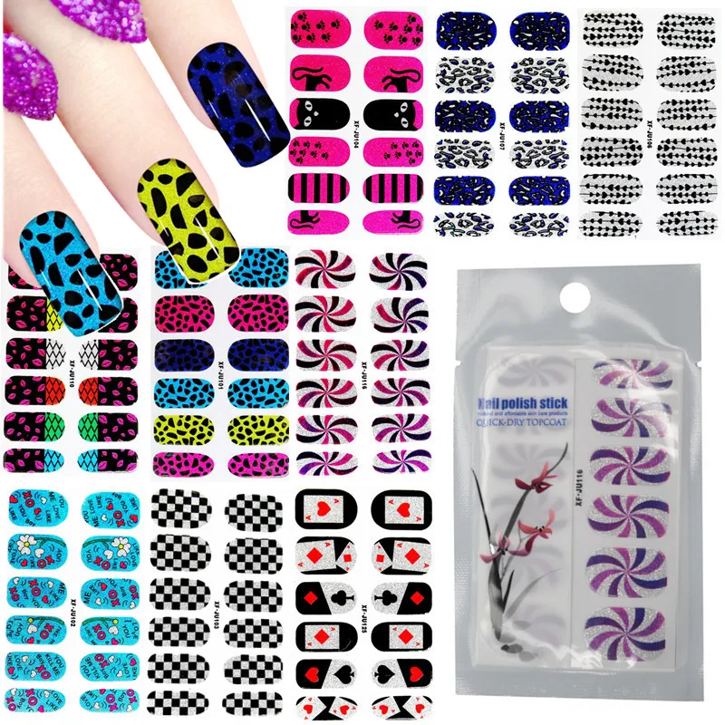 ZKO 5 Packs Full Cover Nail Art Foils Polish Stickers Adhesive Decals Nails Wrap, 27 Styles For