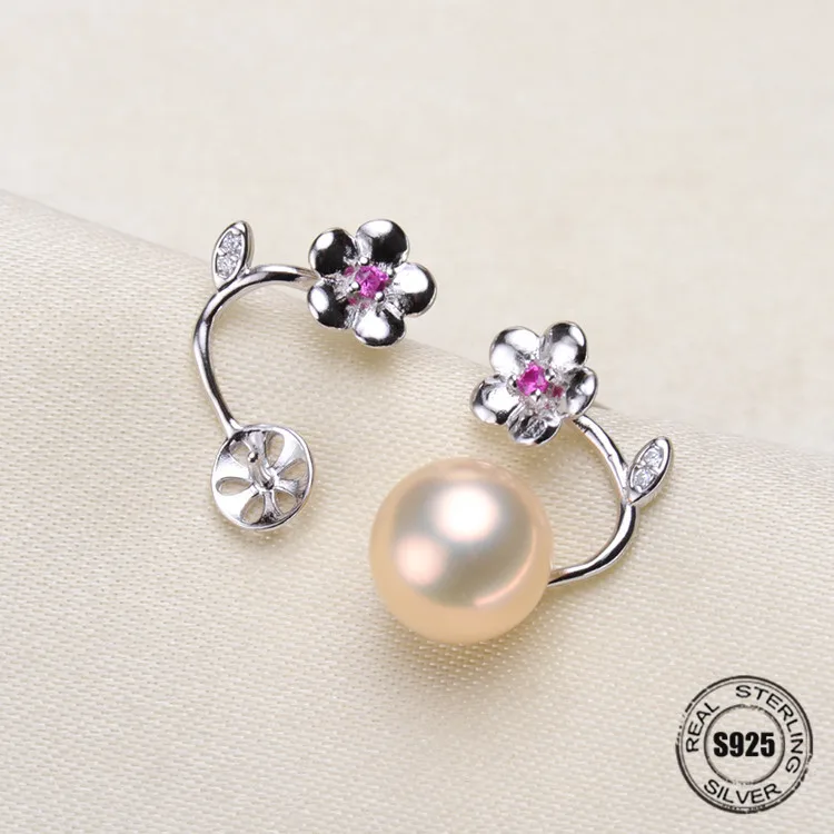 

HOT High Quality 925 Sterling Silver Stud Earrings Settings DIY Pearl Earring Hooks Findings Women's Jewelry Making Accessories