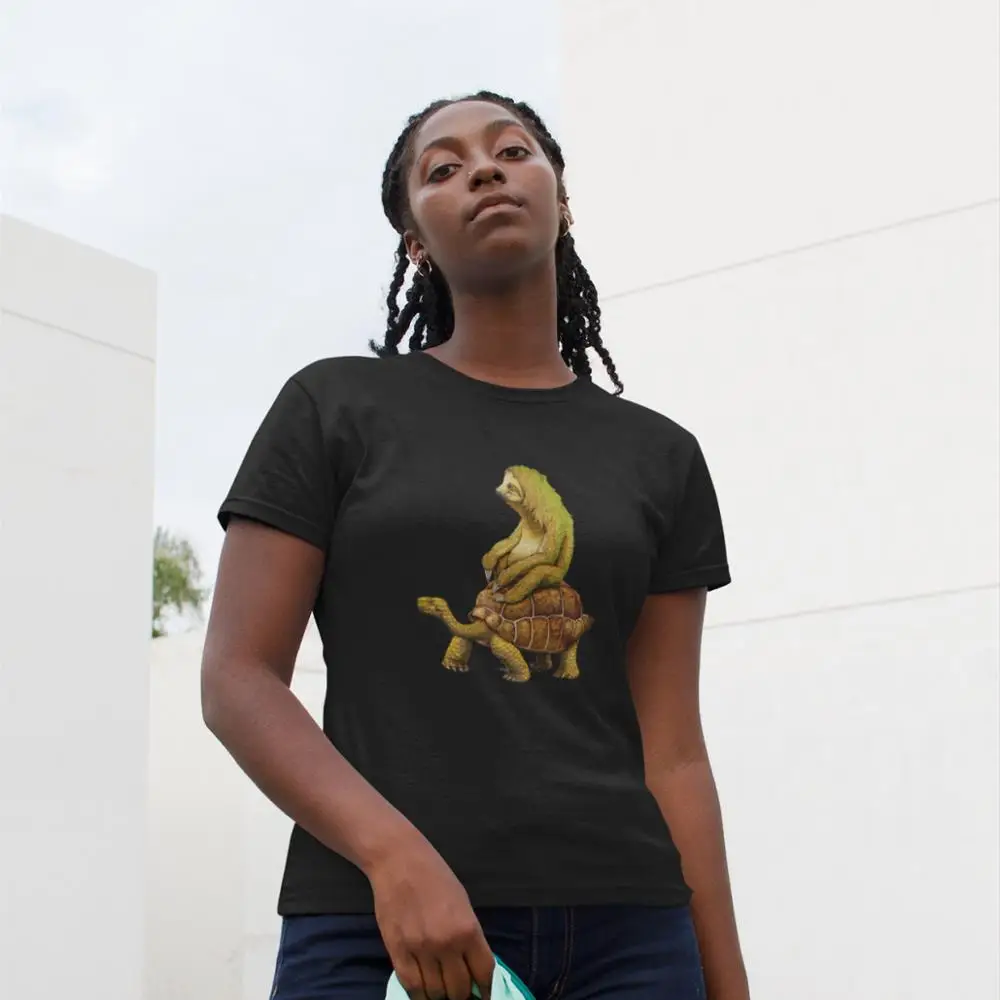 

Sloth T-Shirt Speed Is Relative T Shirt Cotton Large size Women tshirt Trendy O Neck Street Fashion White Ladies Tee Shirt