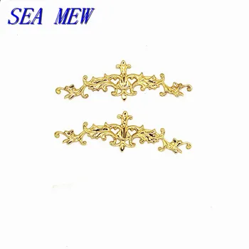 

SEA MEW 10*52mm 6 Colors Plated Hollow Out Flowers Charm Filigree Wraps Connectors Copper Jewelry Findings 50PCS cy917