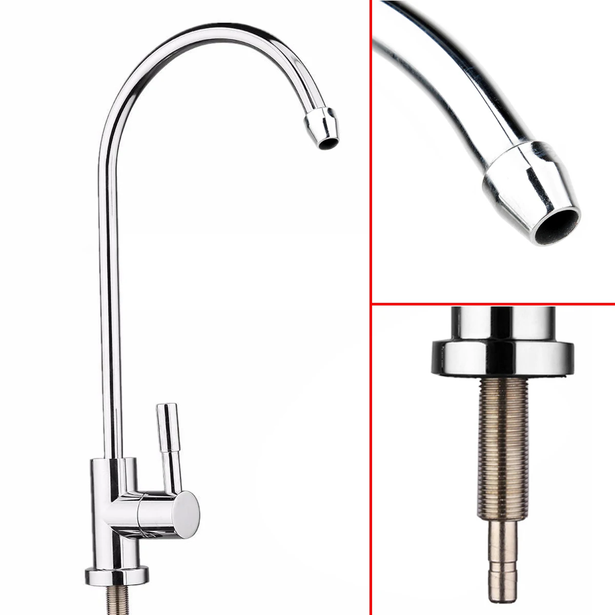 360 Degree Roation Chrome Drinking RO Water Filter Faucet Fit 1/4" Tubing Sink For Daily Life Using