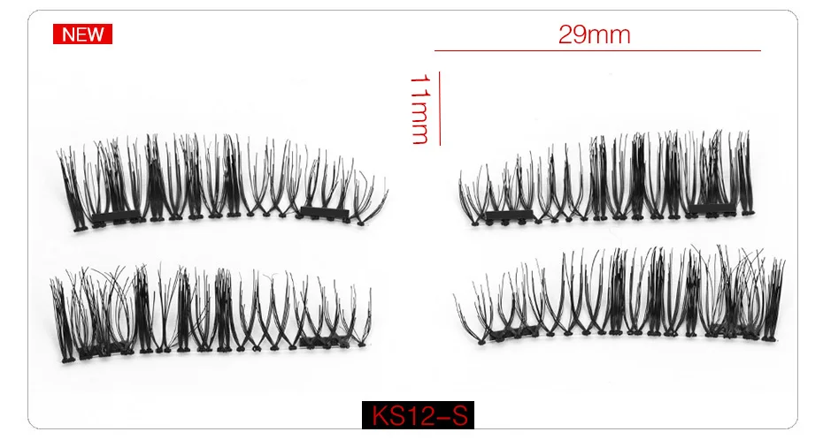 BBL 4 шт./пара 6D Магнитная ресницы с 2 магнита Ленточные Накладные ресницы ручной природных длинный/крест-накрест распредвала/конусовидный ресниц - Длина: KS12-S
