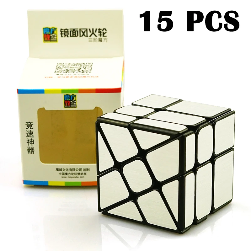 

15PCS MoYu Mirror Strange-shape Magic cube Rotation Smooth Silver Colorful sticker Puzzle Cube Toys For Children Neo Cube