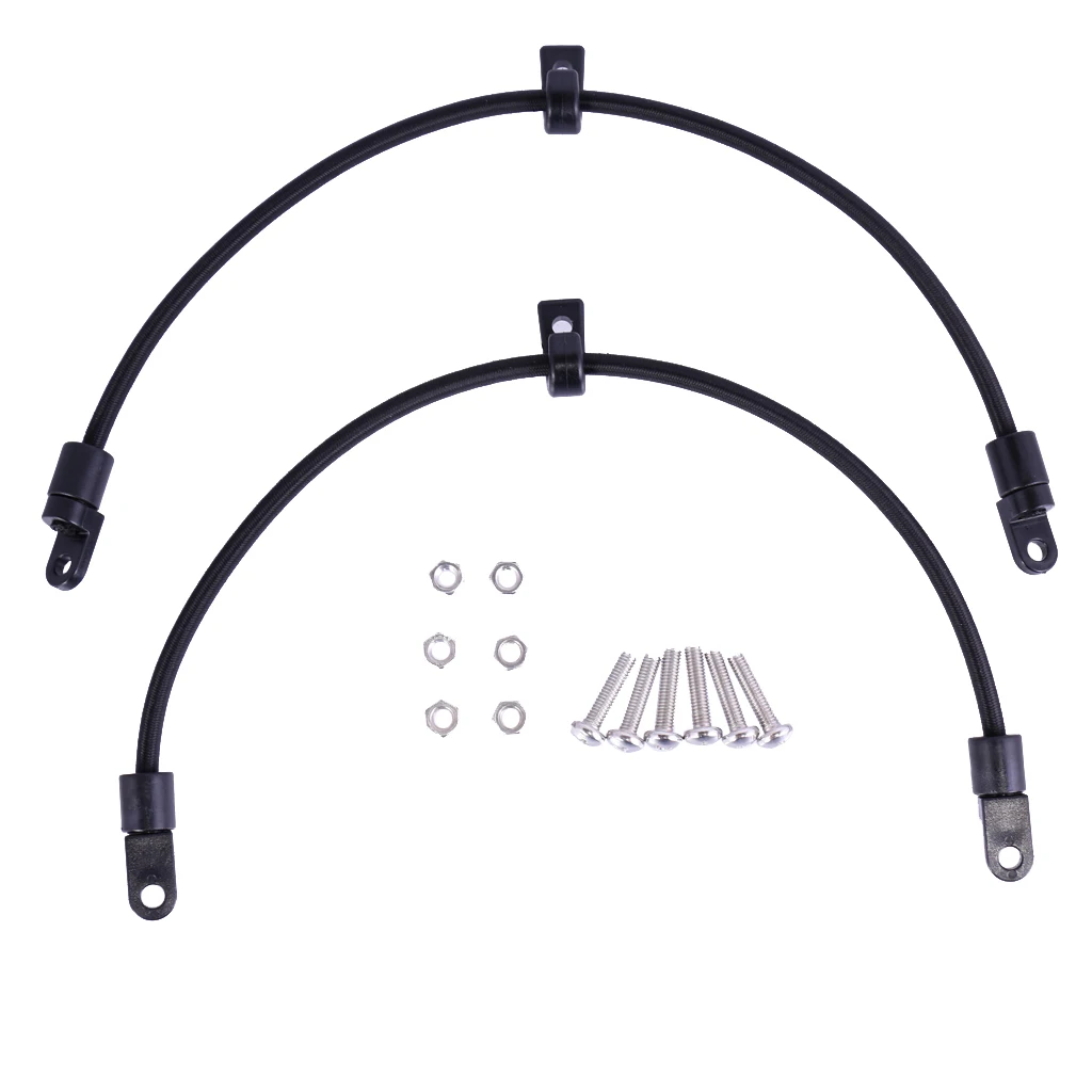 2pcs PVC Black Marine Fishing Boat Kayak Paddle Holder Rod Keeper Bungee Cord Accessories 30cm & 6PCS Stainless Steel Screws