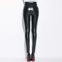 Осень Зима Толстые женские штаны из искусственной кожи с высокой талией бархатные теплые леггинсы черные сексуальные тонкие леггинсы из искусственной кожи Леггинсы размера плюс джеггинсы