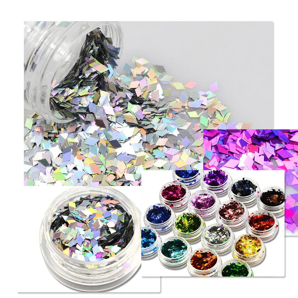 

1 Bottle Rhombus Design Nail Art Glitter Shapes Sequins Mini Thin Paillette Holographic Tips 3D Color Nail Decoration TRLS01-16