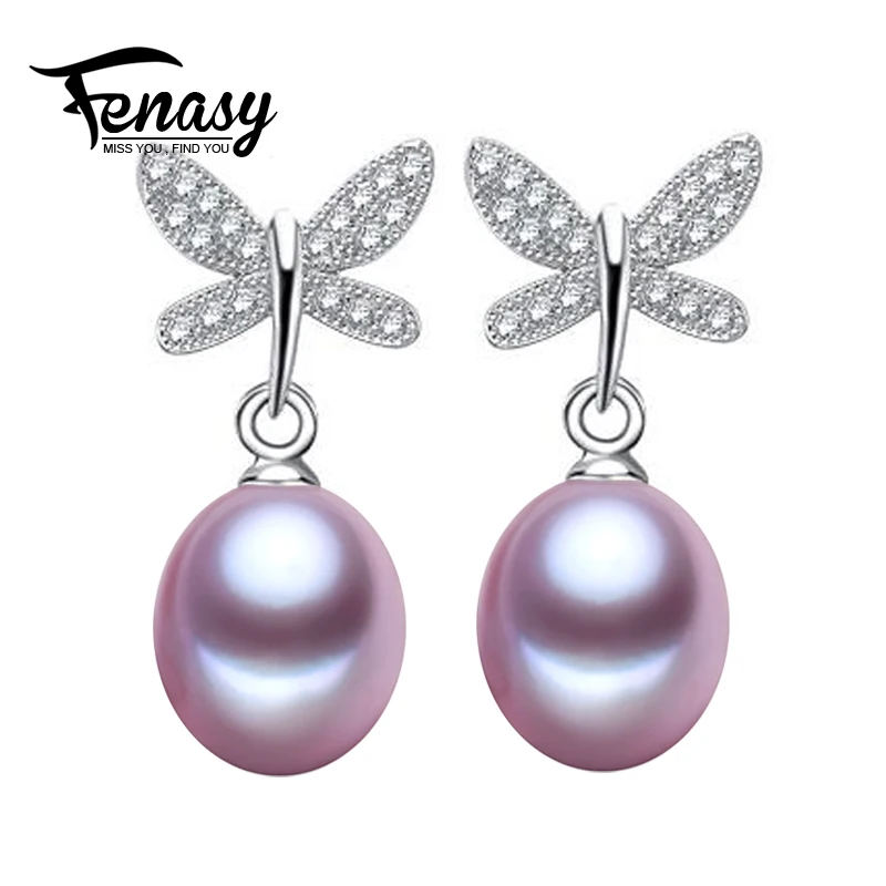 

FENASY brand pearl jewelry natural pearl earrings,freshwater drop pearl earrings,Butterfly earrings for women,Christmas gift