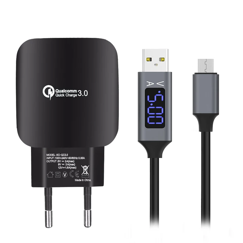 Кабель Micro USB 3A (макс.) с отображением напряжения и тока быстрая зарядка